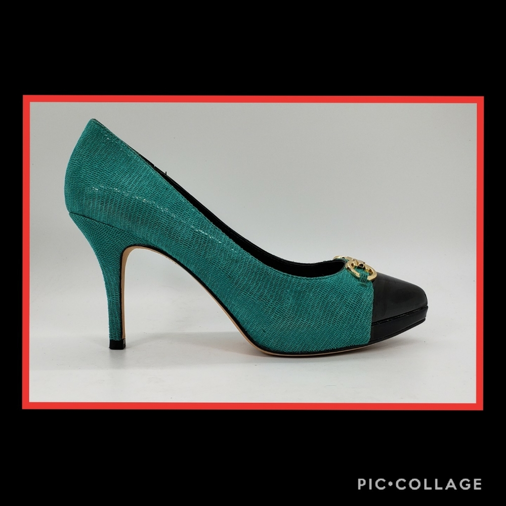 WHBM Teal & Black Heels Size 7 - Picture 3 of 8